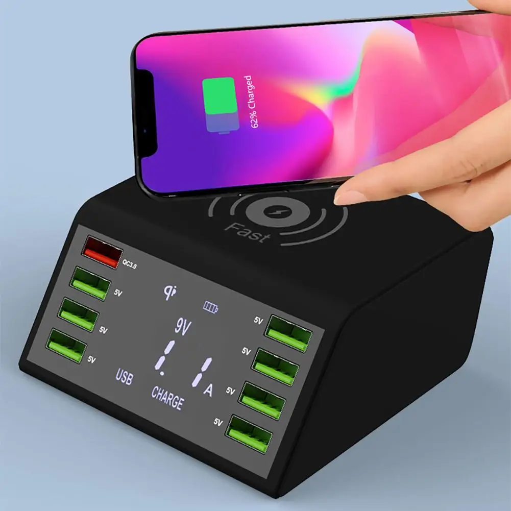 Новинка 2019 беспроводное зарядное устройство 9 в 1 быстрая зарядка QC 3 0 зарядная