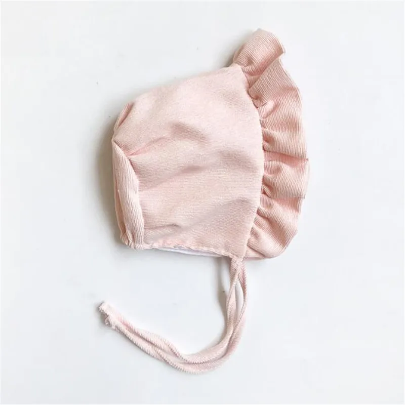 Fashion Newborn Infant Fashion Corduroy Hat Solid Princess Caps Cute Baby Girls Ruffle Bonnet Autumn Winter Kids Caps 3-8 Months