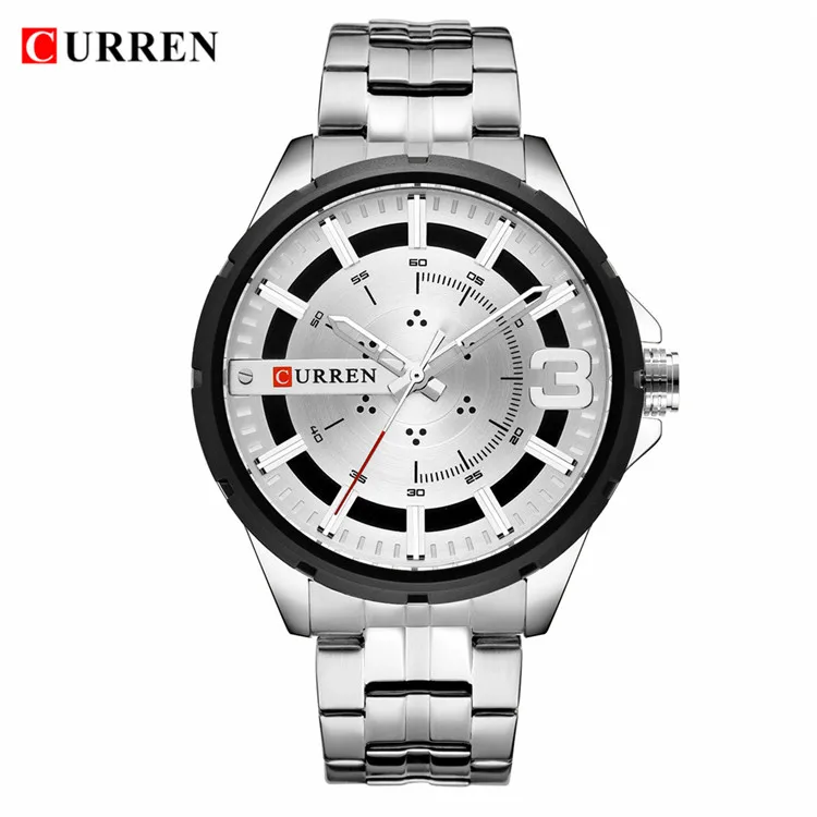 silver Золотые часы для мужчин Элитный бренд CURREN часы бизнес Модные кварцевые нержавеющая сталь Wristwaches водонепроница - Цвет: silver