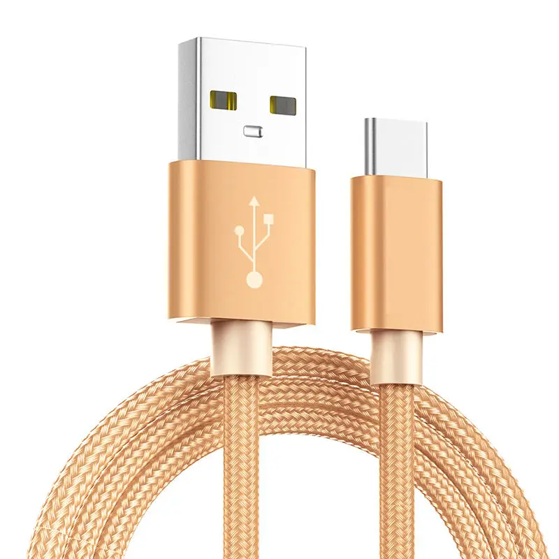 Gold Нейлоновая оплетка type-C usb кабель для зарядки и передачи данных для huawei P20 P30 mate 10 20 Pro Honor 8 9 10 20 samsung S8 S9 S10 Plus USB кабели - Цвет: Gold