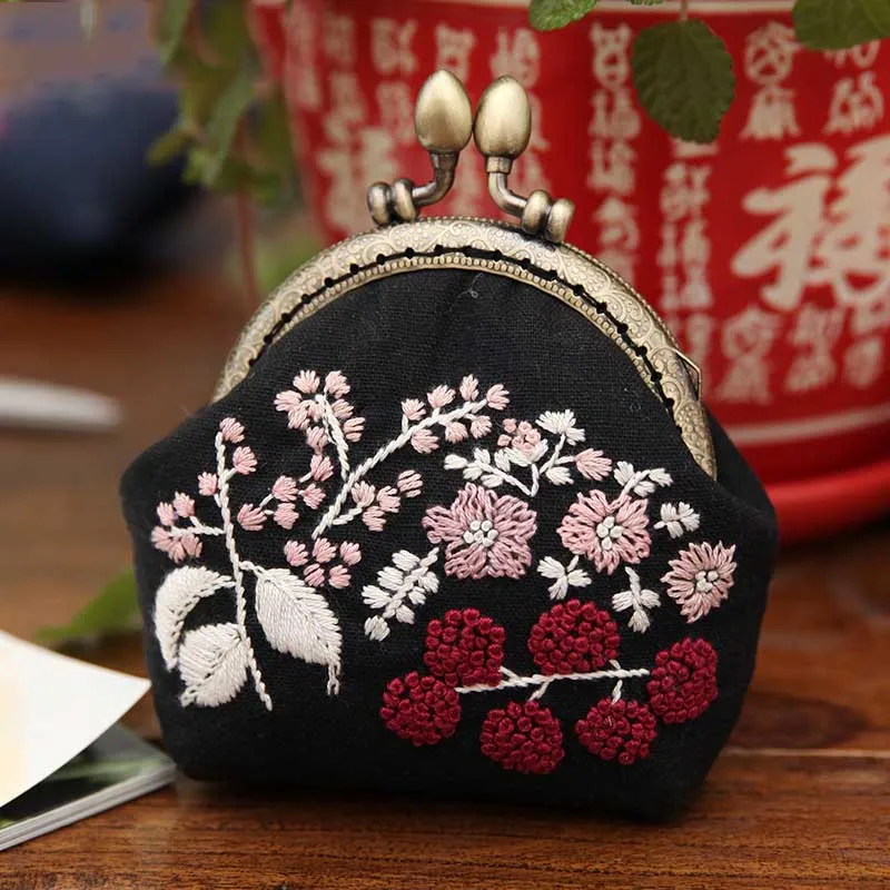 DIY Вышивка Цветы Сумка Сумочка Рукоделие Вышивка крестом комплект ручной работы Портмоне кошелек Портативный шитье Искусство ремесло подарки другу