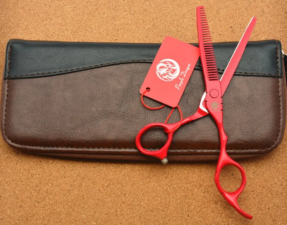 5.5'' Purple Dragon Japan 440C Red Hairdressing Scissors Cutting Shears Thinning Professional Human Hair Z1010 | Красота и