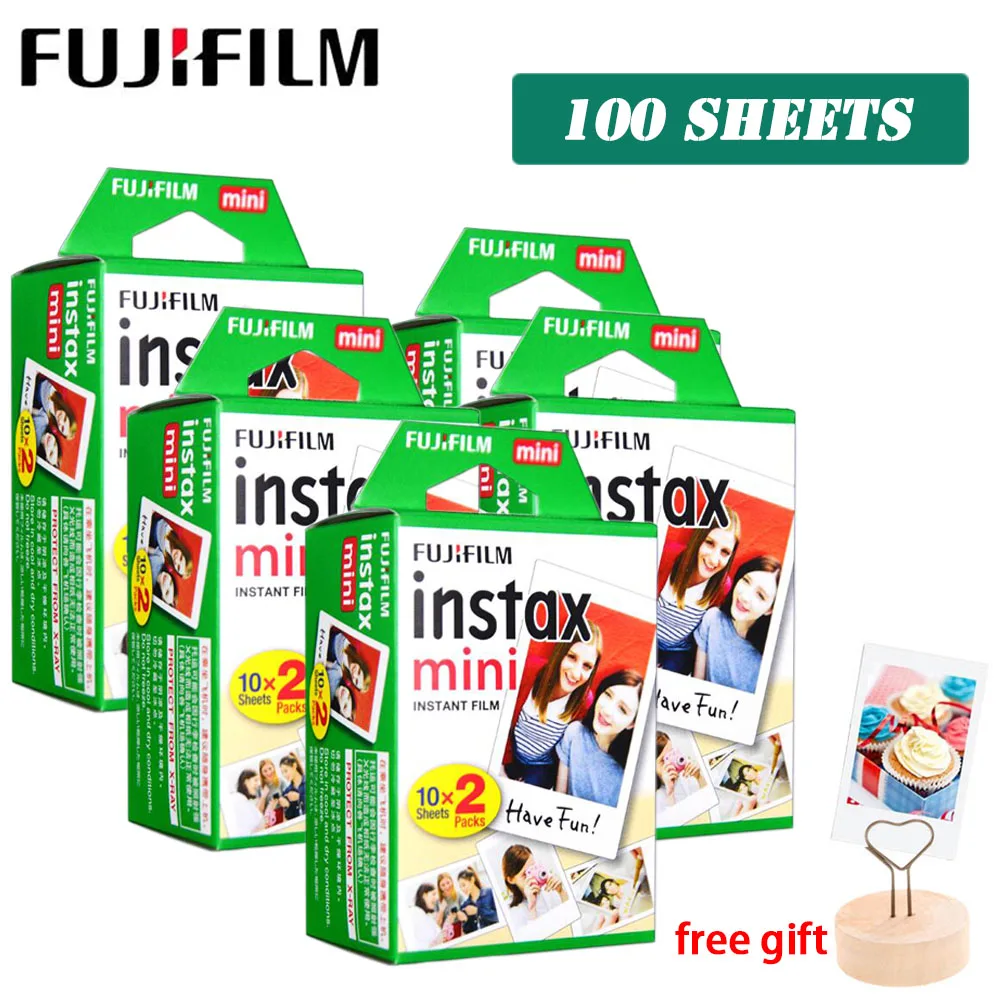 100 sheets Белая пленка Fujifilm Instax Mini 9 3 дюйма 10 20 30 40 50 60 100 листов для камеры моментальной печати Polaroid FUJI Mini 9 8 7s 70 90 - Color: 100 sheets