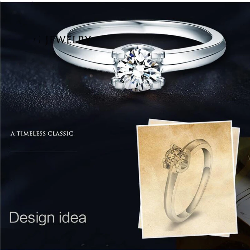 ANI 18K Белое Золото (AU750) обручальное кольцо 0 5 CT сертифицированное I/SI натуральное