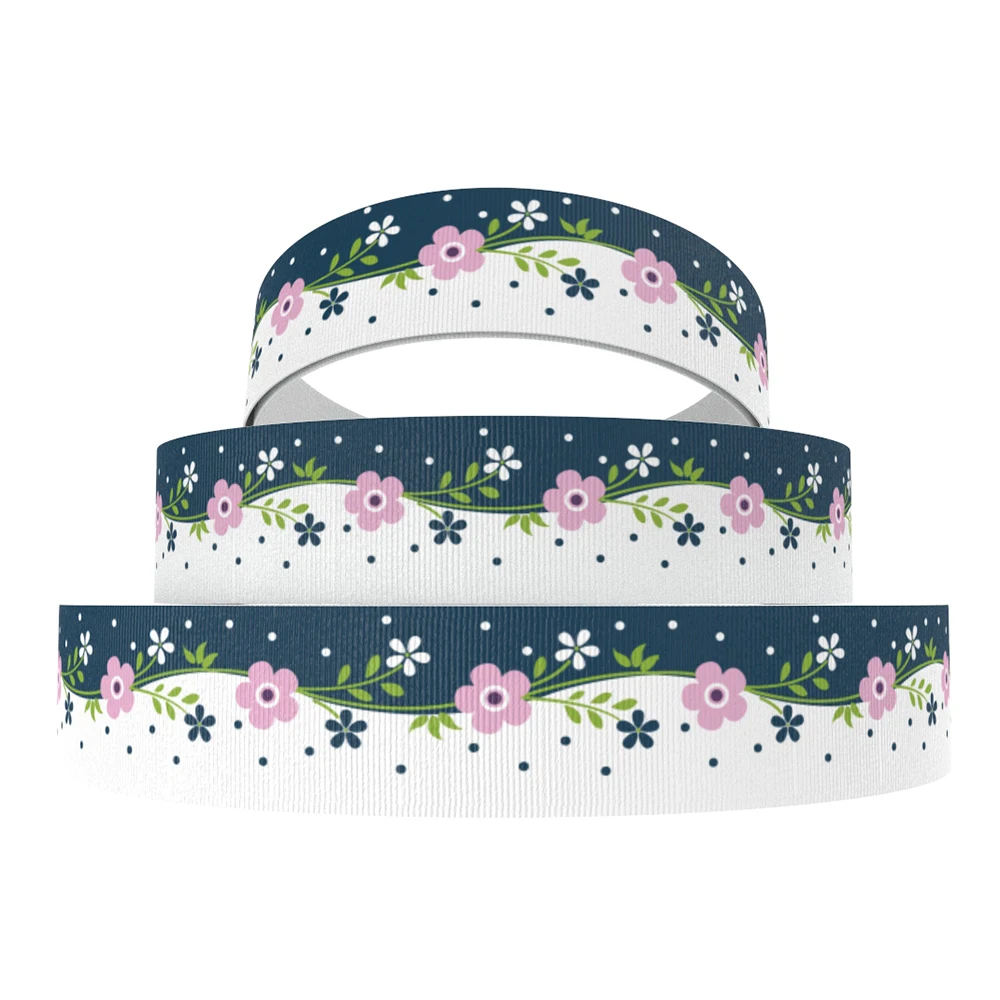 David accessories " 25 мм Цветок Полиэстеровая корсажная лента 50yds, материалы для ручных поделок, упаковка для свадебного подарка, 50Yc7121 - Цвет: 1087215006