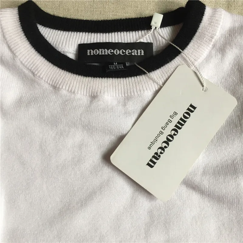 Black Trim Women Sweaters 2018 Spring Ruffle Decoration Pullovers New Arrival Tops of Long Sleeve Knit Sweater M17020611 | Женская