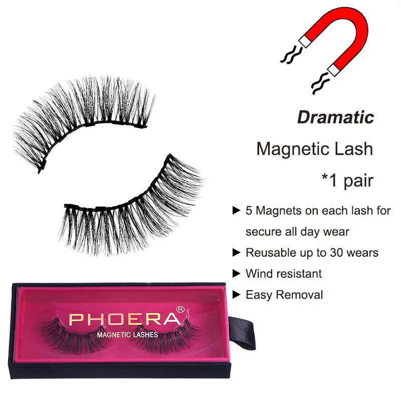 PHOERA Натуральный ультра тонкий Магнитная волокнистая щеточка для ресниц) 3D
