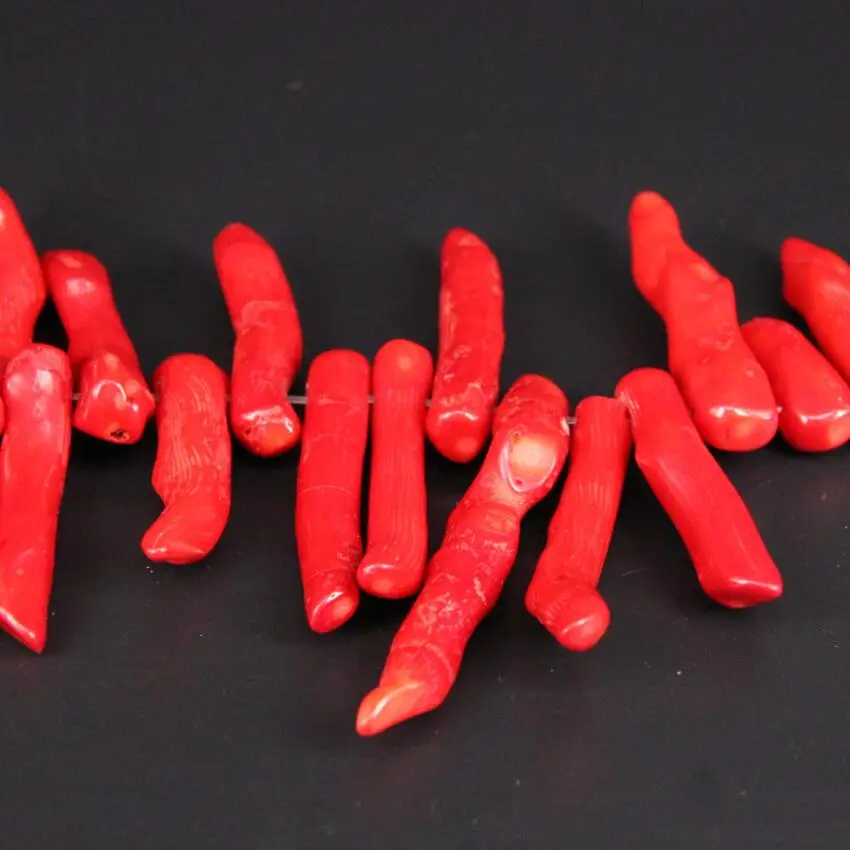 Натуральный Красный бамбуковый Коралл сверху просверленные бусины Чили Длинные