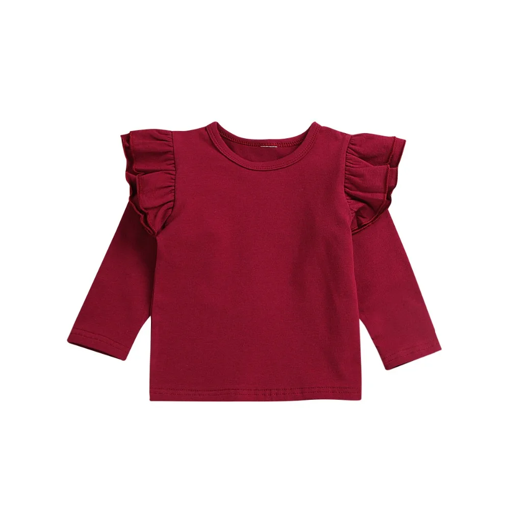 

Kid Baby Girl Solid Tee Long Sleeve Flying Sleeve Top Cute Daily Bebe Child Clothes