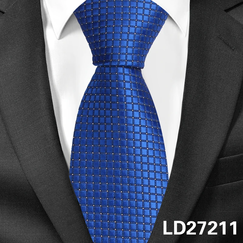 LD27211 Классические клетчатые галстуки для мужчин, повседневный галстук для костюма Gravatas, синие мужские галстуки в полоску, галстуки для бизнеса, свадьбы, ширина 8 см, мужские галстуки - Цвет: LD27211