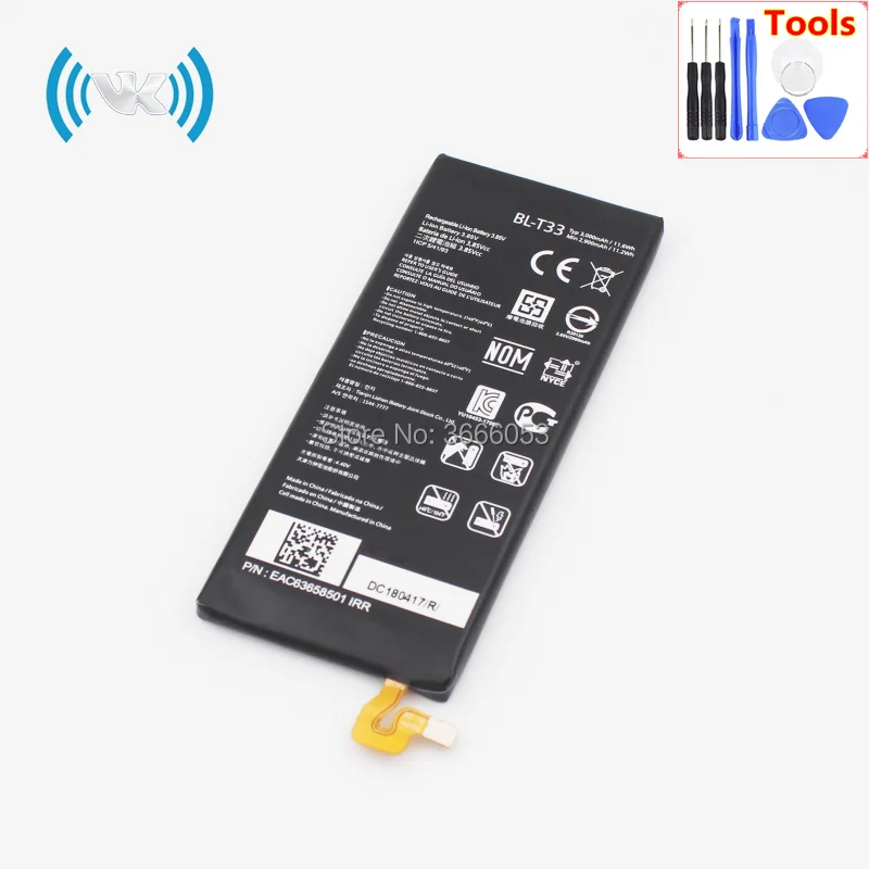 VK Новый 3000 mAh/11.6Wh 3 85 V BL T33 Аккумулятор для LG Q6 M700A M700AN M700DSK M700N мобильный телефон