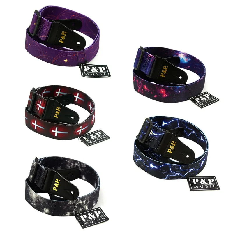 Акустический ремень для гитары напечатанный регулируемый пояс из полиэстера