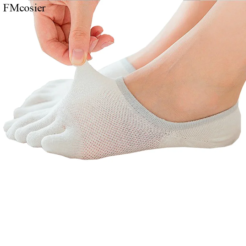 

10 Pairs Summer Women Short Socks 5 Fingers No Show Non Slip Boat Invisible Socks Low Cut Toe Soks Calcetines Invisibles