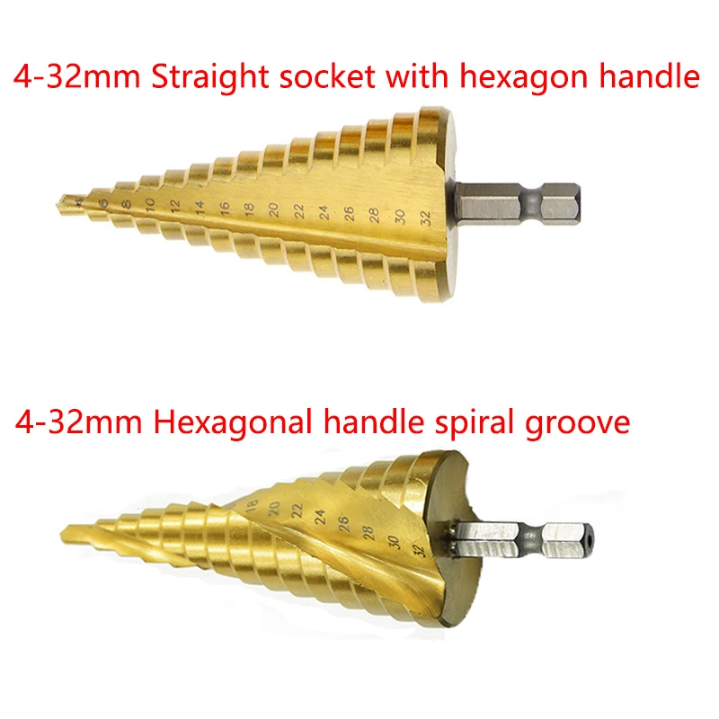 

4-32mm hexagon handle straight groove spiral groove step taper for metal bit High Speed Steel Wood Drilling Power Tool