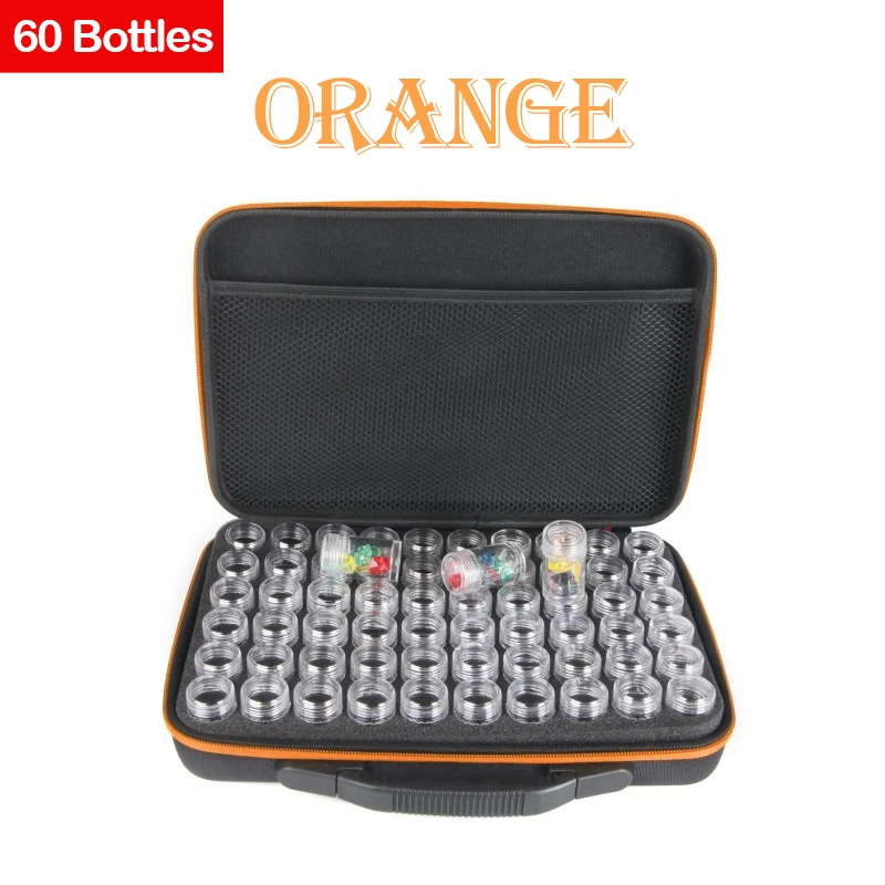 60 bottles orangebox Коробка для алмазной живописи контейнер для инструментов коробка для хранения 60 бутылок чехол для переноски держатель сумка на молнии - Цвет: 60 bottles orangebox