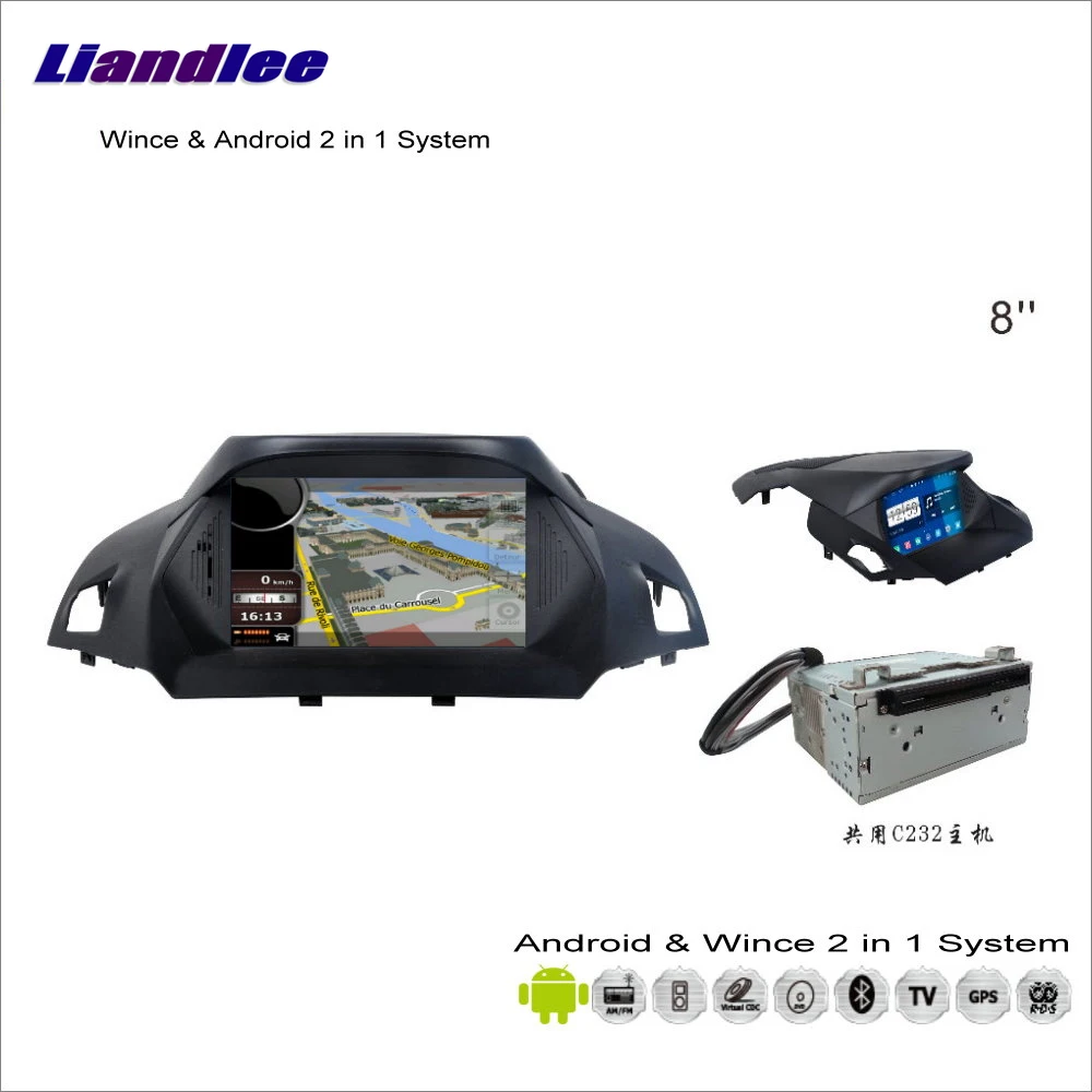 Liandlee для Ford Kuga 2013~ Автомагнитола BT CD dvd-плеер gps Nav Navi навигация Advanced Wince& Android 2 в 1 S160 система