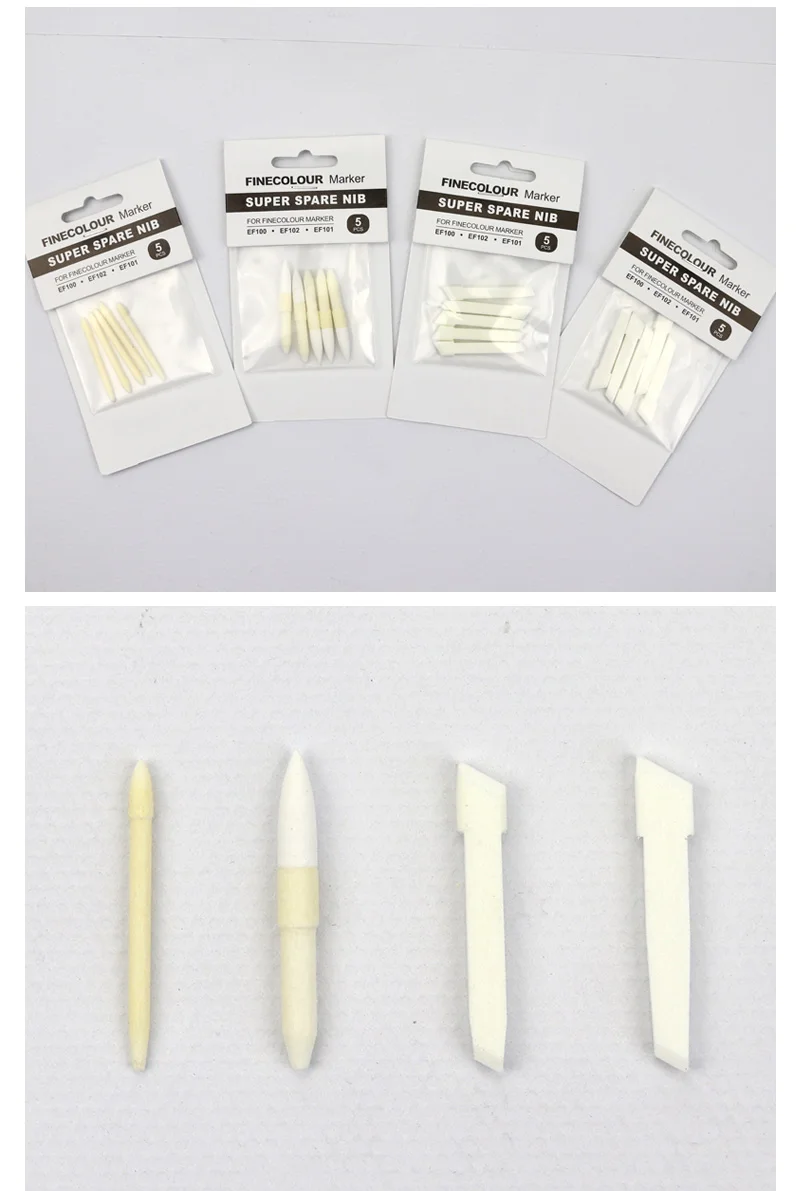 Finecolour EF100/EF101/EF102 двухголовый маркер замена большой косой наконечник маленький круглый наконечник для маркерных ручек поставки