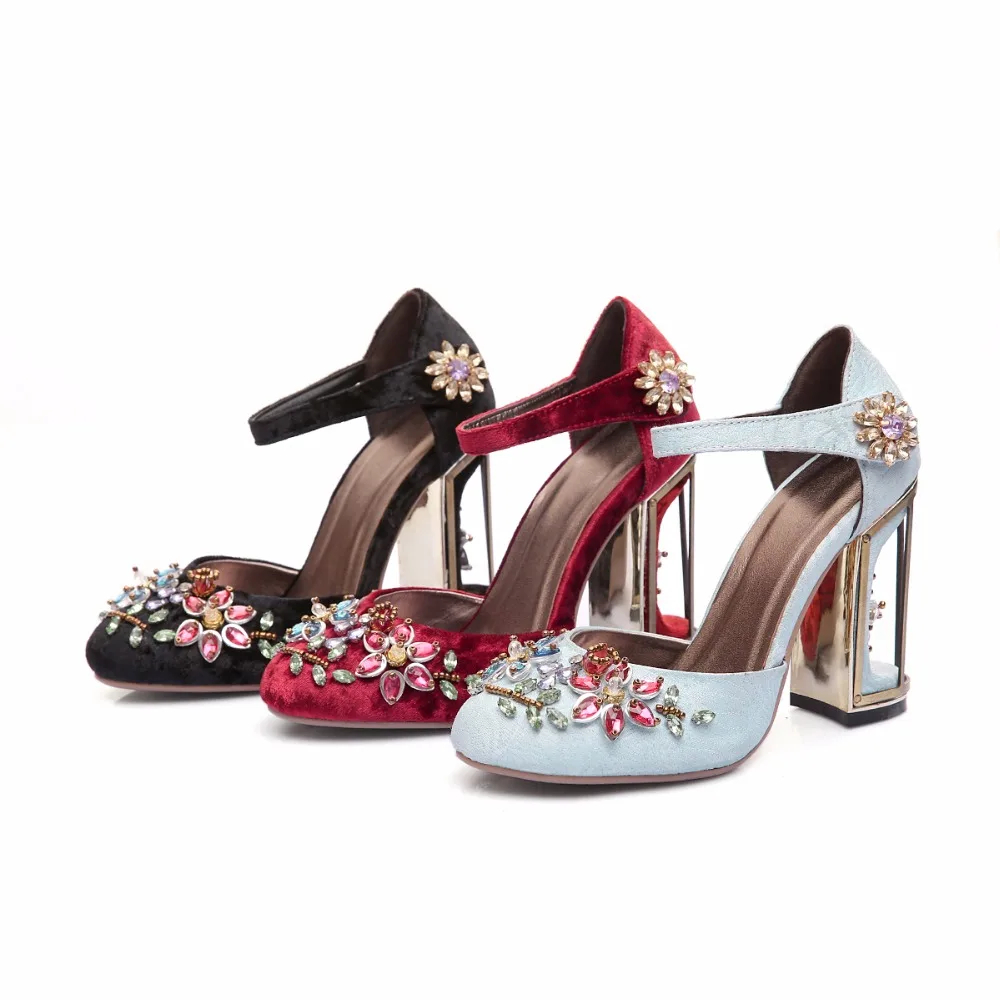 Женские винтажные туфли лодочки с вырезами на высоком каблуке|pumps big size|women pumpsshoes