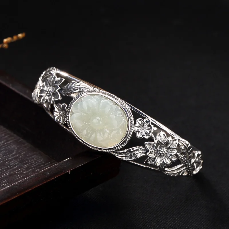 Женский Регулируемый браслет из серебра 2019 пробы с мозаикой натурального