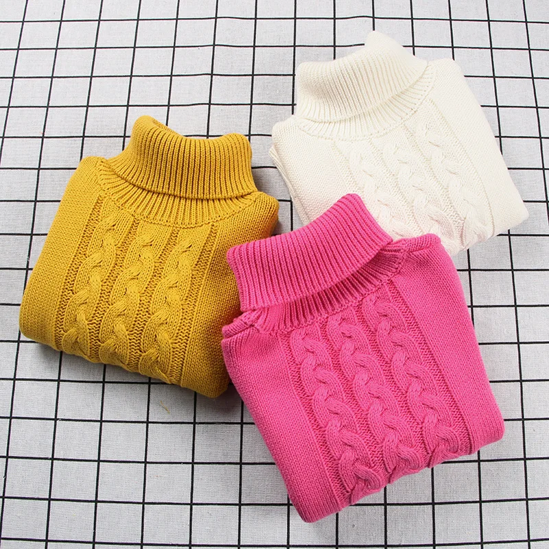 Новый вязаный свитер для девочек осенне-зимняя однотонная верхняя одежда