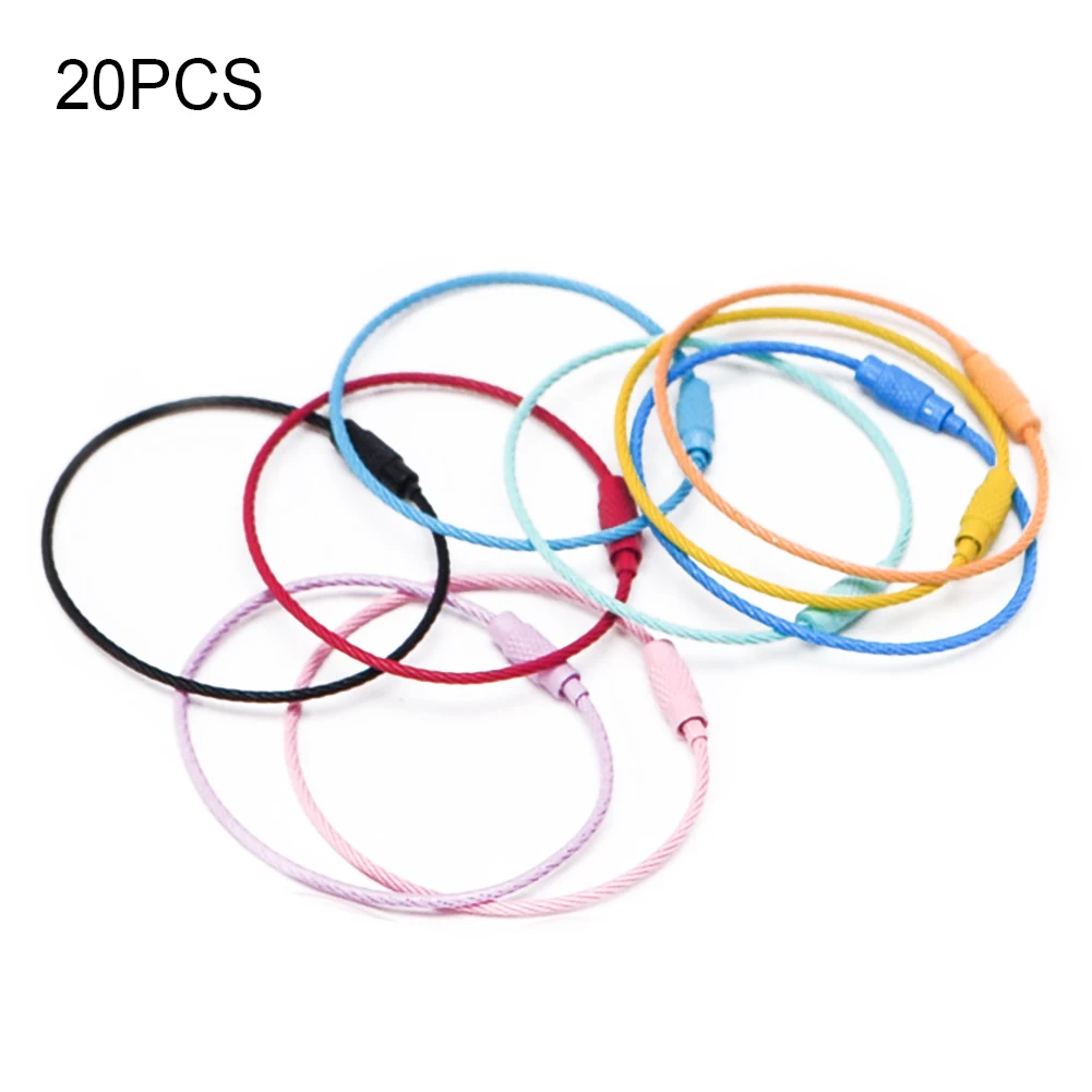20 шт цветные нейлоновые проволочные брелки с покрытием из нержавеющей стали