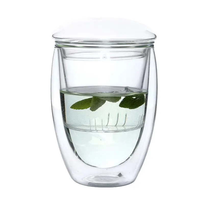 450 ml Творческий Краткая двойными стенками Слои чай cup с крышкой фильтра