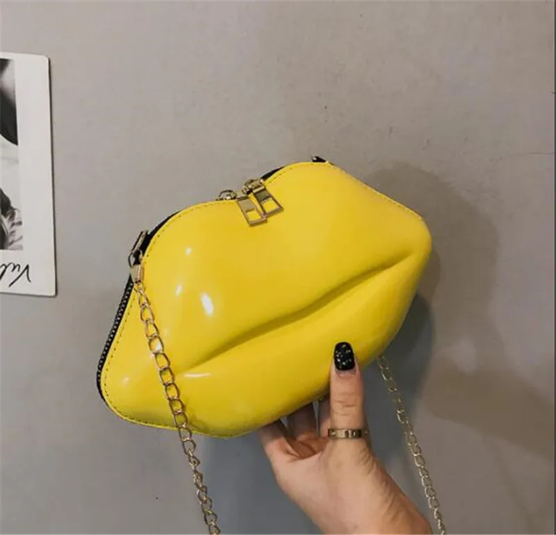 yellow Женский красный клатч губы сумка высокого качества из искусственной кожи с цепочкой Сумка Вечерняя Сумка губы форма кошелек с 6 цветов - Цвет: yellow