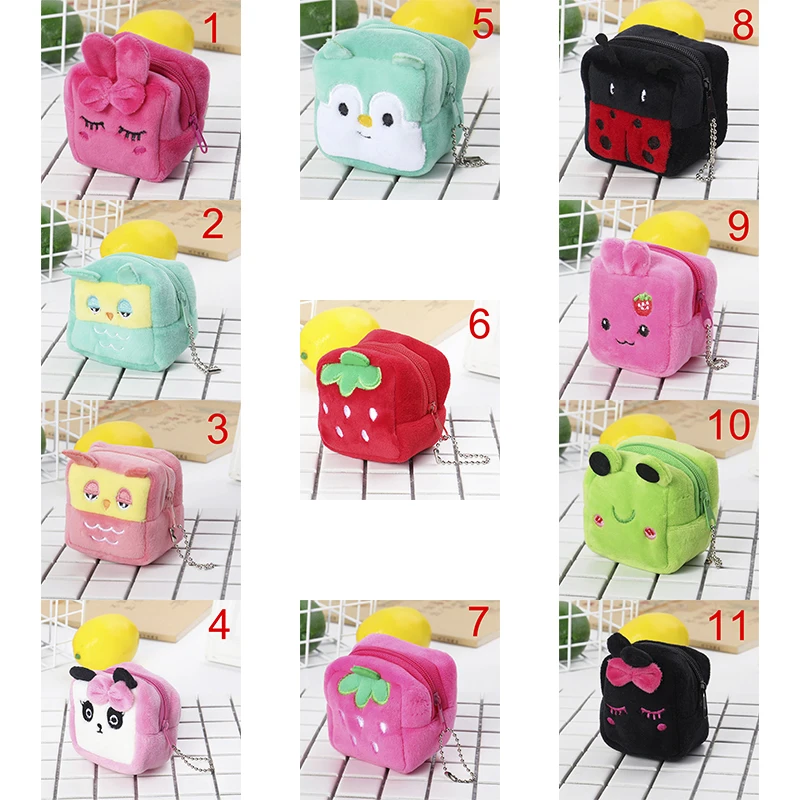 

11Styles Mini Kawaii Cartoon Panda/frog/Bird Children Plush Coin Purse Zip Change Purse Wallet Kids Girl Women For Gift