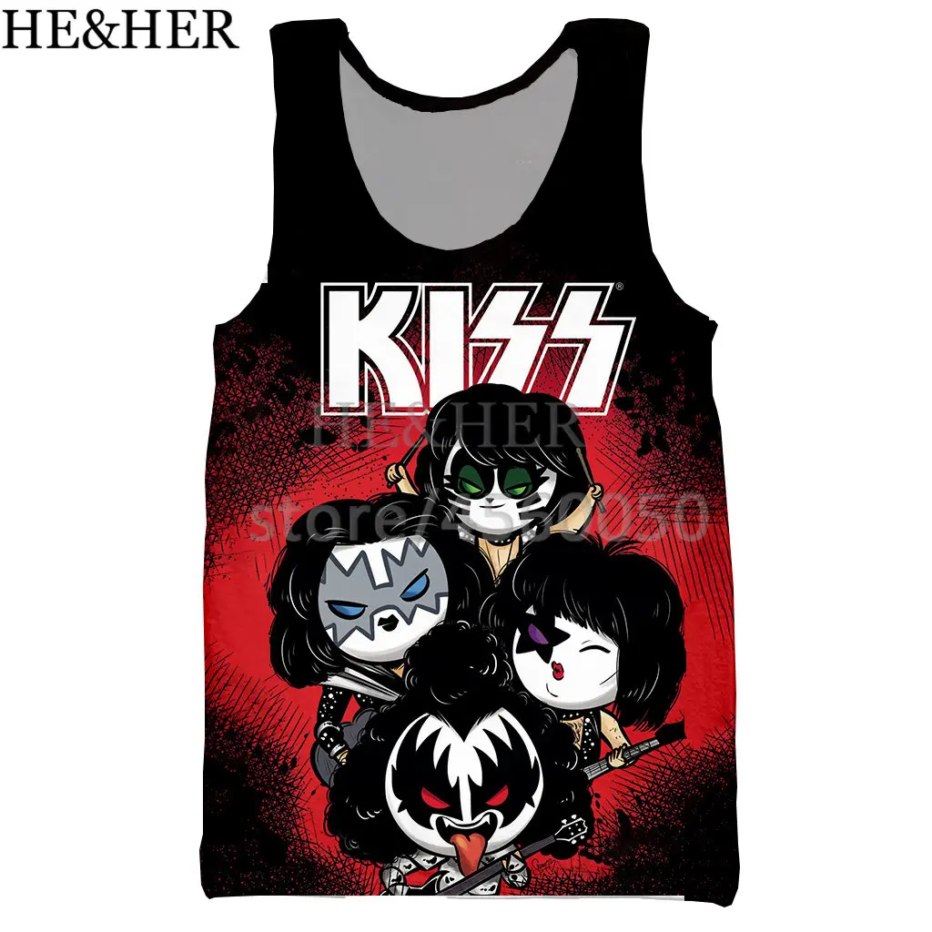 Rock KIss band, 3D принт, майка для мужчин, модная, крутая, летняя, майка, для работы, для мужчин, женщин, майки, Холтер, майка - Цвет: 07