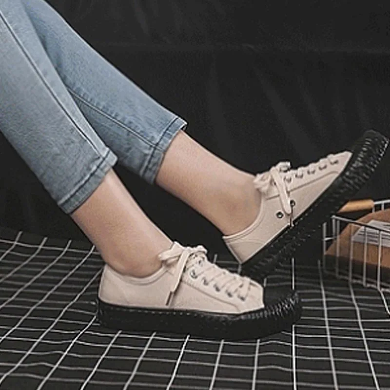 Beige Женские вулканизированные кроссовки, дышащая повседневная обувь на плоской подошве со шнуровкой, Женская Классическая парусиновая обувь, белая женская обувь - Цвет: Beige
