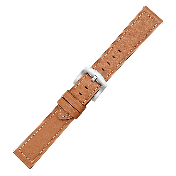Brown S Ремешок из натуральной коровьей кожи для часов Ticwatch Pro/S2/E2 1 46 мм, быстросъемный ремешок для часов, стальной ремешок с застежкой, спортивный ремень, браслет на запястье - Цвет ремешка: Brown S
