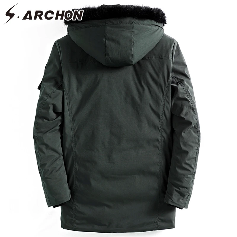 

S.ARCHON Thick Warm Winter Jacket Men Tactical Detachable Hat High Collar Jackets Outerwear coat Fluff Lining Coats Parka Casual