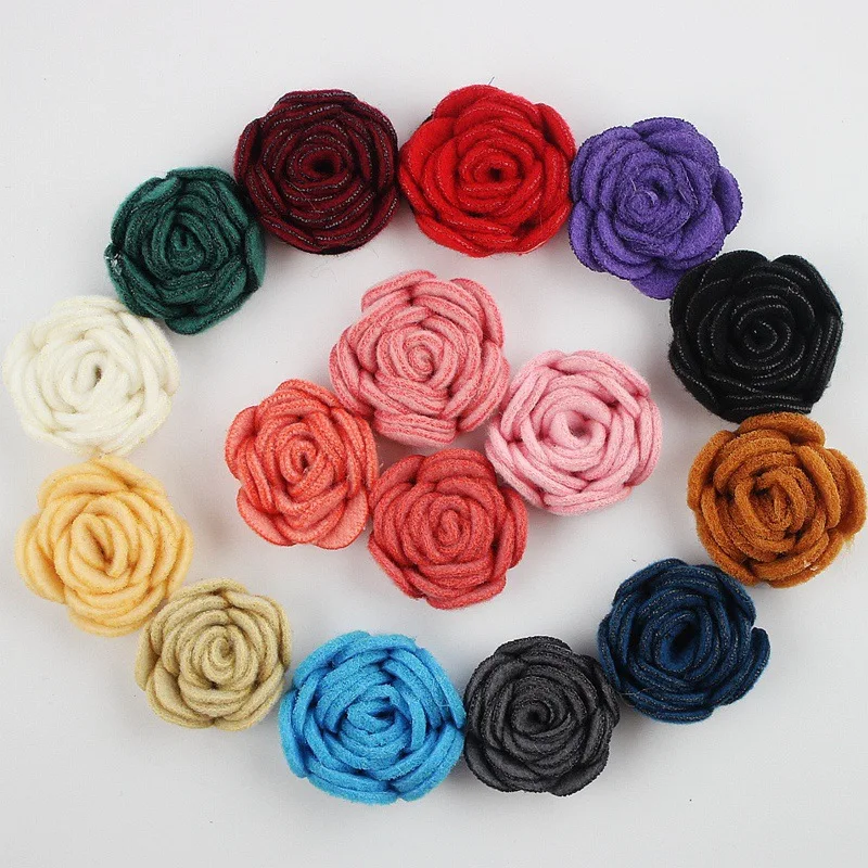 

100pcs/lot 1.2'' Mini Felt Rose Flower Headband DIY Making Material Apparel Accessories