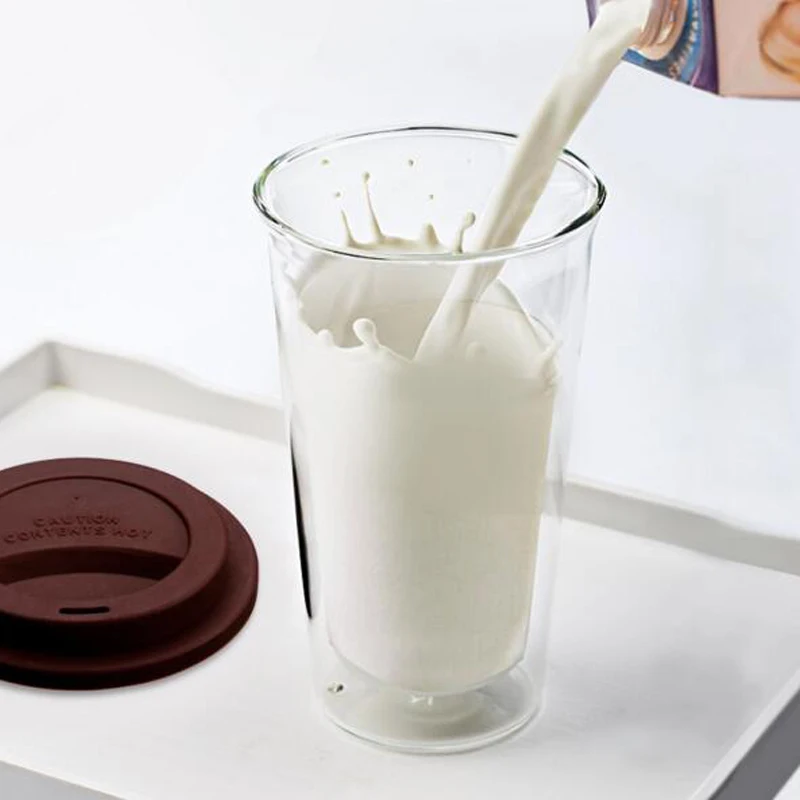 Пищевые силиконовые крышки двойные стеклянные кофейные кружки чашки для сока