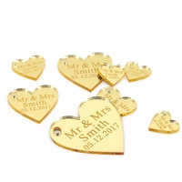 50 personalised custom wedding wine charm gold silver mirror clear wood heart label tag party favors gift wedding decor
