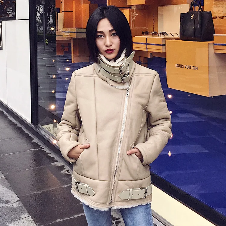 OFTBUY 2019 пальто с натуральным мехом зимняя куртка Женское из натуральной кожи