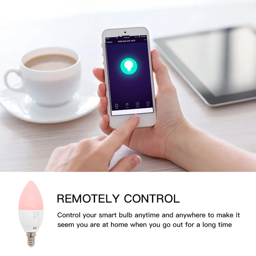 Умная WiFi Свеча лампа E14 RGB приложение дистанционное управление поддержка Alexa/Google