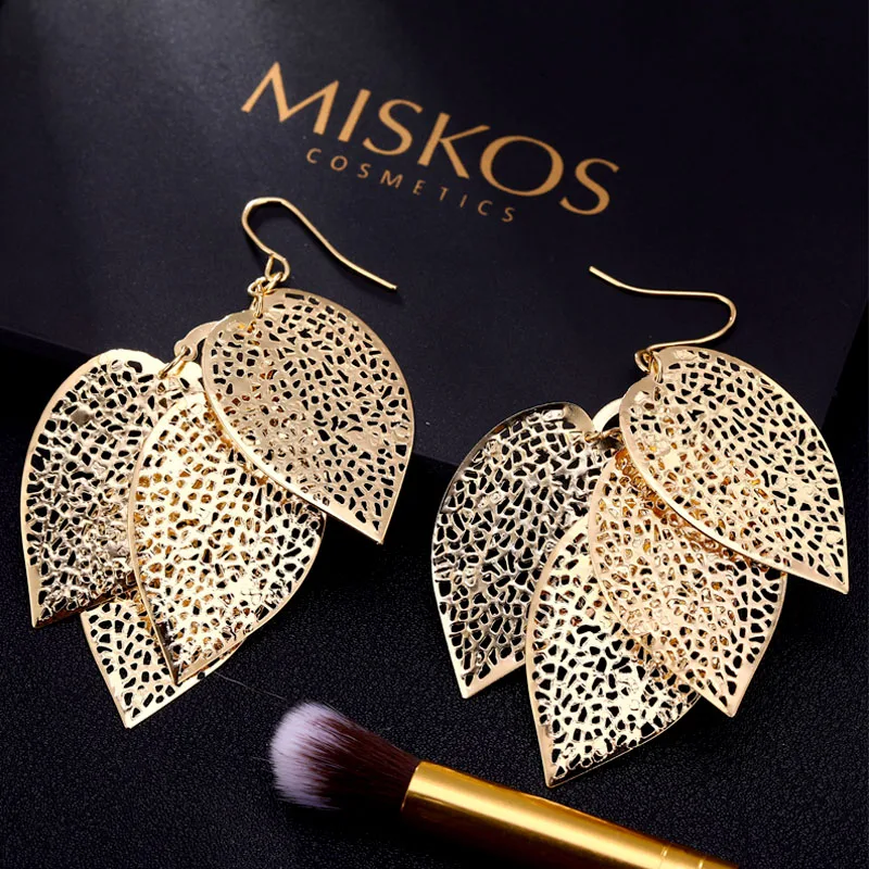 Lost Lady винтажные листья Роскошные серьги Boho богемные висячие полые для женщин