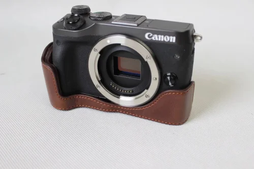 Кожаный чехол для камеры Canon EOS M6 DSLR кожаный с ремешком на половину тела 2017|camera case