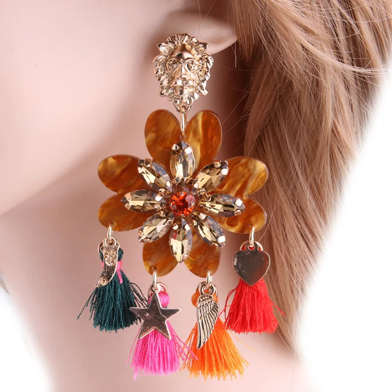 NeeFu WoFu Висячие серьги полимерная серьга кисточкой большая серьга для женщин голова льва большая Brinco ухо Oorbellen винтажная гравировка