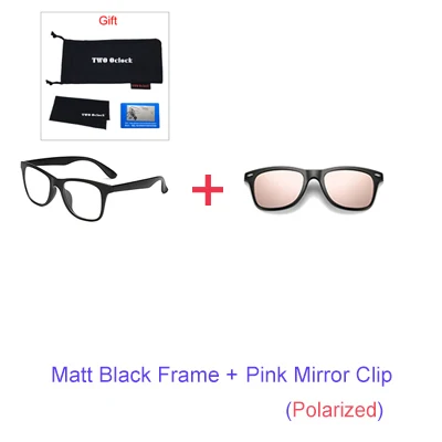 1 Frame Pink Clip Два оклока, магнитное солнцезащитное стекло, es, для женщин, на застежке, солнцезащитное стекло, для мужчин, поляризационное, UV400 TR90, 3D, для ночного видения, диоптрийное, по рецепту, стекло C2208 - Цвет линз: 1 Frame Pink Clip