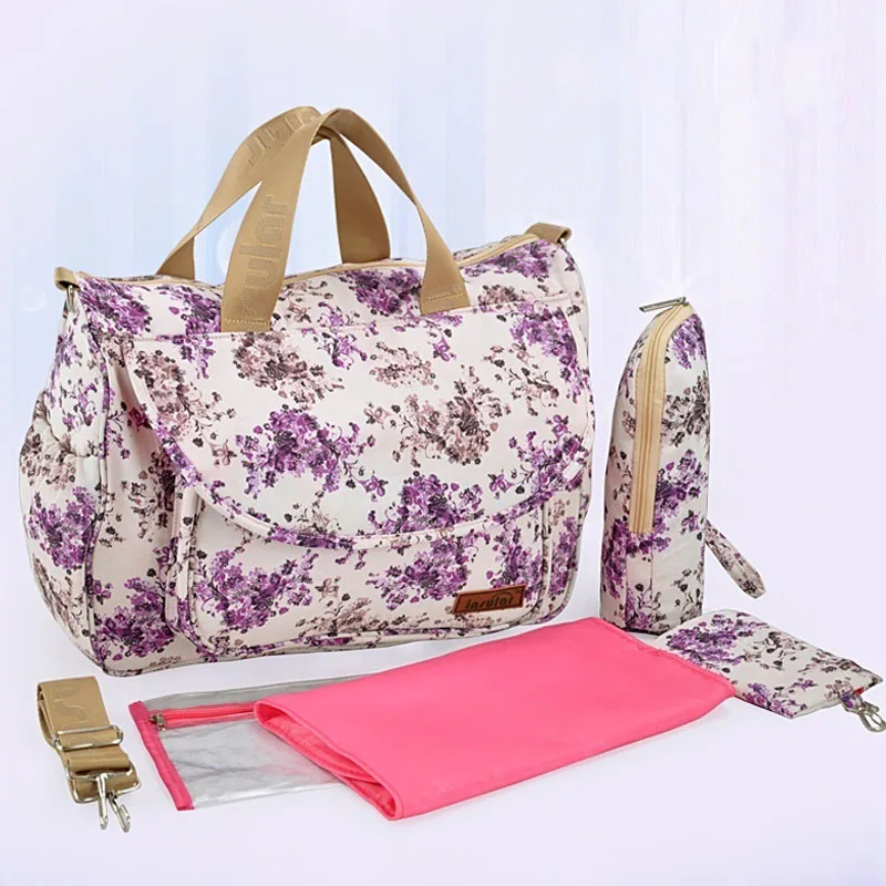 

New Multifunctional Diaper Bags Mother Bag High Quality Maternity Mummy Nappy Bags Flower Style Mom Handbag Baby Stroller Bag