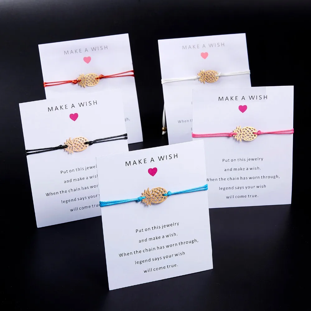 Rinhoo 11*9 см Make A Wish Paper Card подвеска в виде ананаса веревочный браслет-цепочка для