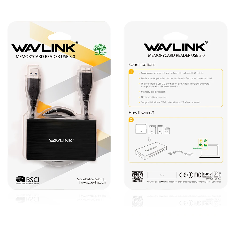 Wavlink   1 USB 3, 0 SD TF SD SDXC SDHC MS CF M2       50