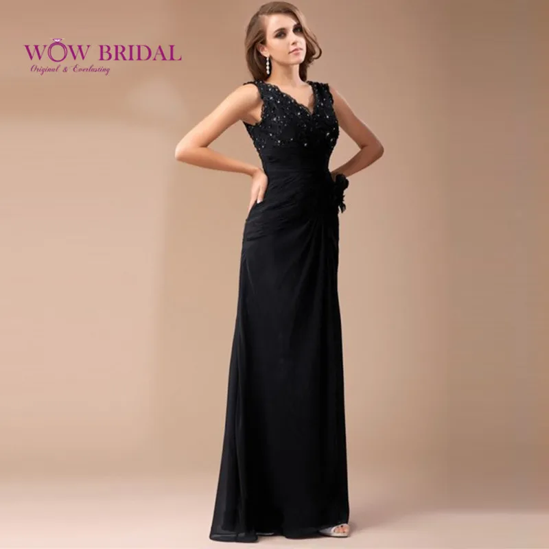 Wowbridal Хороший Оболочка Колонка V Образным Вырезом Без Рукавов Длиной До Пола