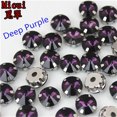 Deep Purple Michui разноцветные стеклянные кристаллы круглые с серебряной установкой для шитья хрустальные стразы для аксессуаров одежды MC1003 - Цвет: Deep Purple