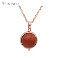 sz natural golden sand stone pendant necklace 585 rose gold south korea for women fine fashion temperament wedding party gift