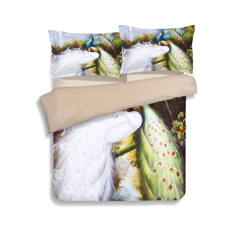 Постельное белье 3 шт./4 шт. 3d с рисунком животных павлина попугая без утешения