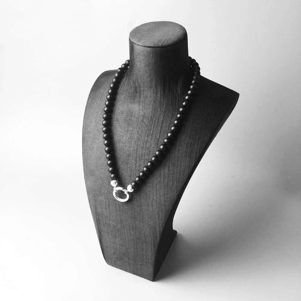 Ожерелье с бусинами подвеска-переноска из обсидиана модное ювелирное изделие