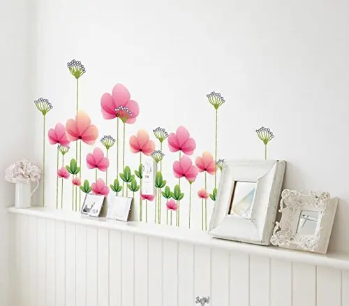 Съемные настенные наклейки ПВХ DIY двойные цветы лотоса на одном стебле Виниловая